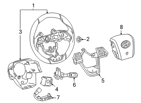 2019 Toyota Mirai Cover, Steering Wheel Boss Diagram for 45184-47040-C0