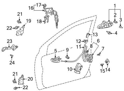 2001 Toyota Echo Link, Front Door Inside Locking, LH Diagram for 69734-52010