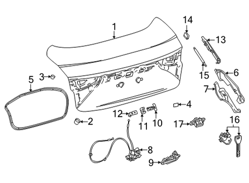 2022 Toyota Mirai Trunk Lid & Components Diagram