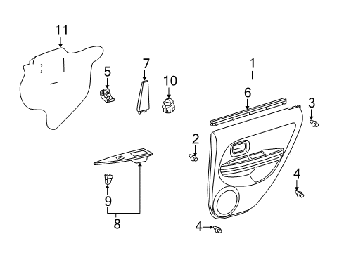 2005 Scion xA Interior Trim - Rear Door Diagram