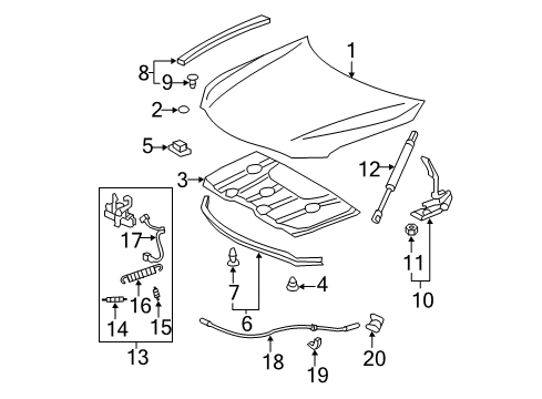 2011 Toyota Camry Hood Sub-Assembly Diagram for 53301-06090