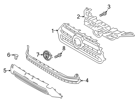 2019 Toyota RAV4 Lower Radiator Grille Diagram for 53113-0R100