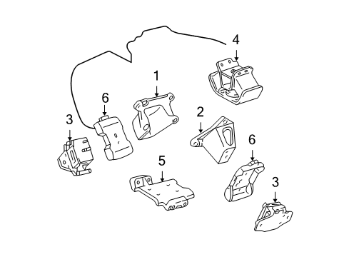 1995 Toyota Tacoma Engine & Trans Mounting Diagram 2 - Thumbnail