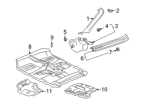 2001 Toyota MR2 Spyder Silencer, Front Floor Diagram for 58561-17011