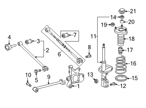 2009 Toyota Highlander Support Assy Rear Suspension, LH Diagram for 48760-48050