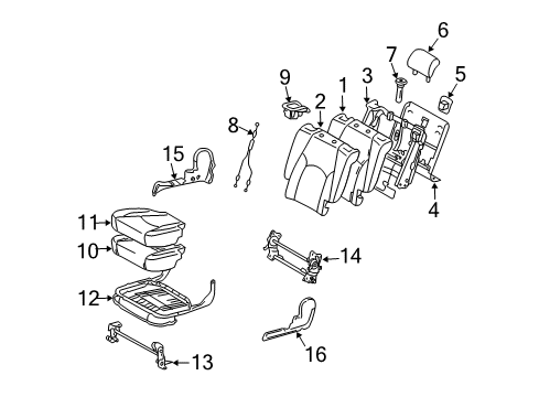 2006 Toyota Highlander Second Row Seats Diagram 2 - Thumbnail