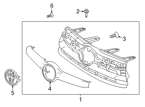 2015 Toyota Highlander Radiator Grille Sub-Assembly Diagram for 53101-0E170