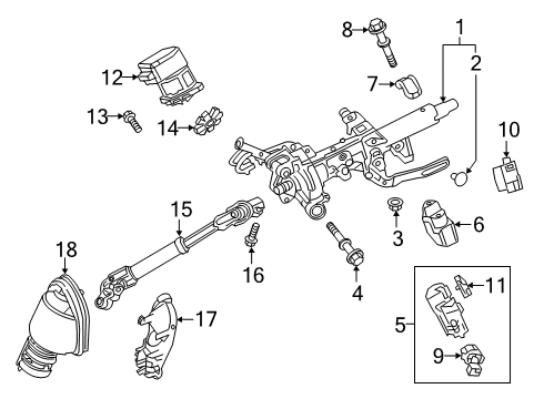 2021 Toyota Corolla Sheet, Column Hole C Diagram for 45259-02240