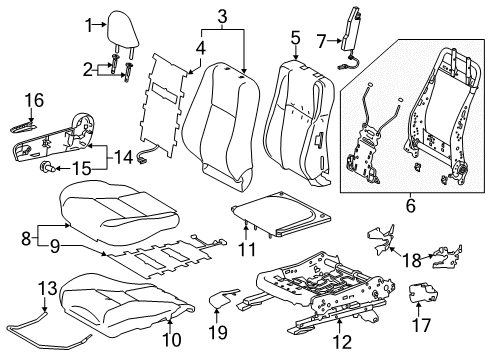 2019 Toyota Corolla Seat Cushion Pad, Passenger Side Diagram for 71511-02671