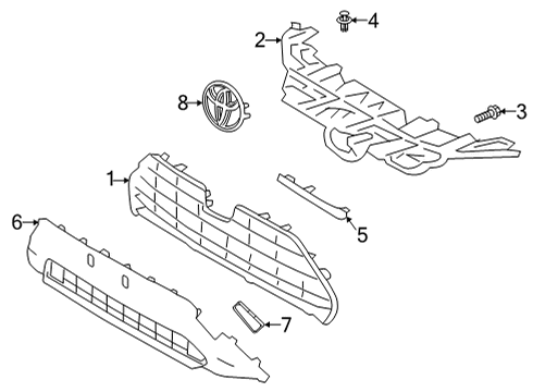 2023 Toyota RAV4 Prime Grille Sub-Assembly, Rad Diagram for 53102-42040