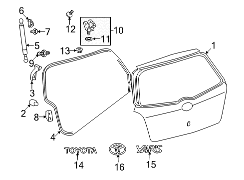 2009 Toyota Yaris Lift Gate Diagram 2 - Thumbnail