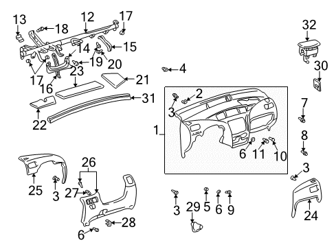 2002 Toyota Prius Reinforcement Assy, Instrument Panel Diagram for 55330-47020