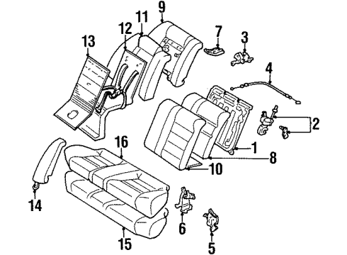 1995 Toyota Corolla Rear Seat Components Diagram 1 - Thumbnail