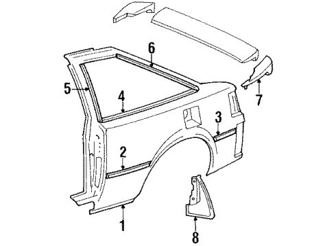 1987 Toyota Celica Spoiler Sub-Assy, Rear Diagram for 76087-20904