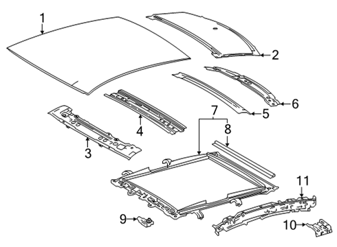 2021 Toyota Mirai Inner Rail, Driver Side Diagram for 61204-62020