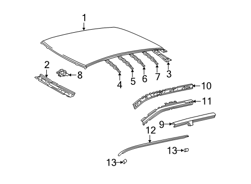 2005 Scion xA Roof & Components, Exterior Trim Diagram