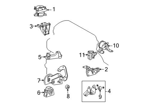 2009 Toyota RAV4 Engine & Trans Mounting Diagram 1 - Thumbnail