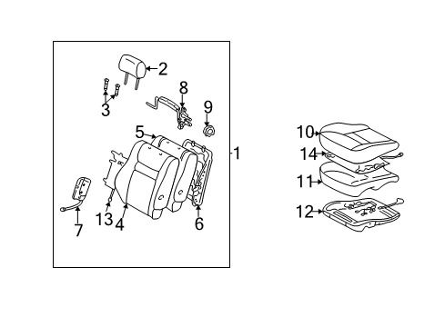 2003 Toyota Camry Front Seat Components Diagram 1 - Thumbnail