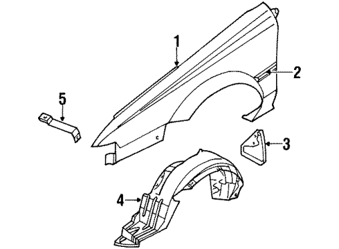 1990 Toyota Corolla Fender Sub-Assy, Front LH Diagram for 53802-1E570