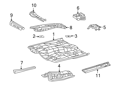 2013 Toyota Matrix Pillars, Rocker & Floor - Floor & Rails Diagram 1 - Thumbnail