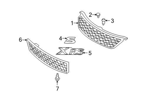 2010 Toyota Matrix Grille & Components Diagram