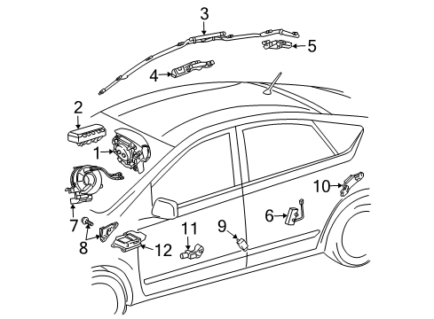 2008 Toyota Prius Sensor, Air Bag, Front LH Diagram for 89174-49125