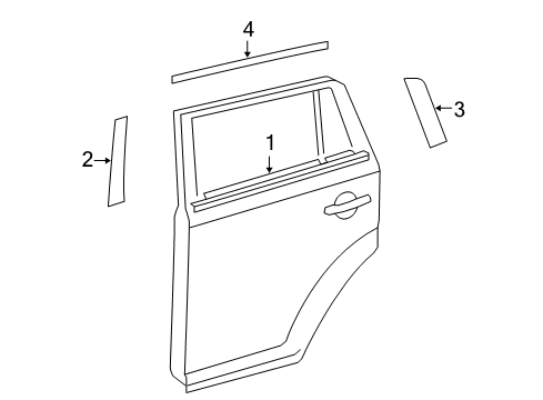 2010 Scion xB Exterior Trim - Rear Door Diagram