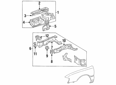 1998 Toyota Avalon Structural Components & Rails Diagram