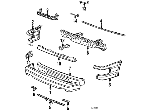 1984 Toyota Corolla Cover, Front Bumper Diagram for 52119-12900