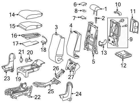 2014 Toyota Tundra Bezel, Reclining Remote Control Diagram for 72597-0C010-C0