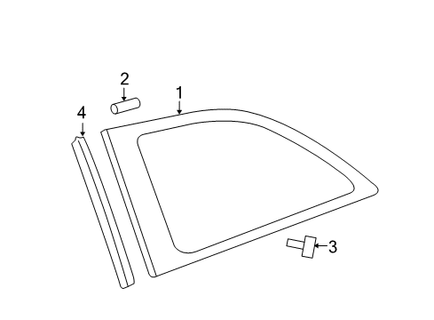 2017 Toyota Yaris Quarter Panel - Glass & Hardware Diagram