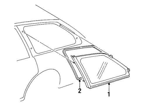 1995 Toyota Corolla Quarter Panel - Glass & Hardware Diagram