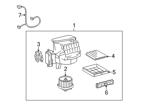 2006 Toyota Highlander Motor Sub-Assy, Cooling Unit, W/Fan Diagram for 87103-48020