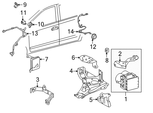 2004 Toyota Prius Gusset, Front Fender Apron, Lower LH Diagram for 53708-47041