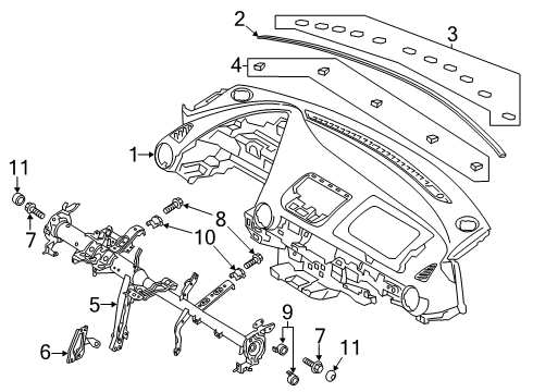 2020 Toyota Yaris Cluster & Switches, Instrument Panel Diagram 1 - Thumbnail