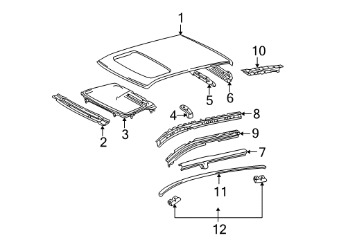 2003 Toyota Corolla Roof & Components, Exterior Trim, Body Diagram 2 - Thumbnail