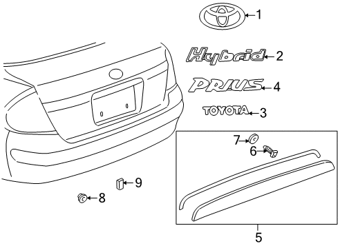 2001 Toyota Prius Exterior Trim - Trunk Lid Diagram