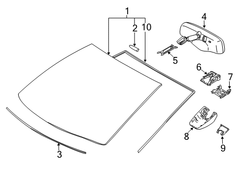 2018 Toyota Corolla Windshield Glass, Reveal Moldings Diagram