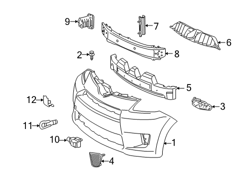 2013 Scion xD Retainer, Front Bumper Side, LH Diagram for 52536-52150