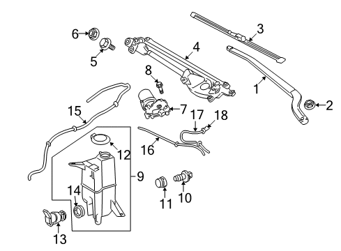 2009 Toyota Tundra Wiper & Washer Components, Body Diagram