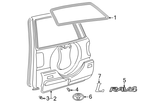 1999 Toyota RAV4 Moulding, Back Window, Outside Upper Diagram for 75573-42010