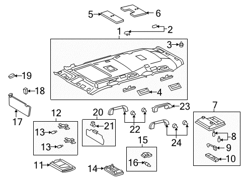 2010 Toyota Land Cruiser Retainer, Headlining, Front Diagram for 63381-60010