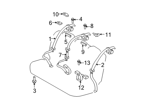 2010 Toyota Yaris Rear Seat Belts Diagram 4 - Thumbnail