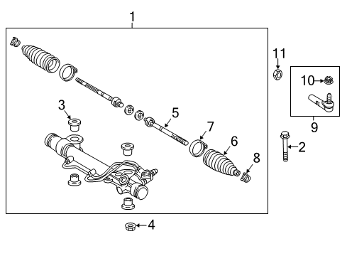 2021 Toyota Tacoma Boot, Steering Rack Diagram for 45535-04070