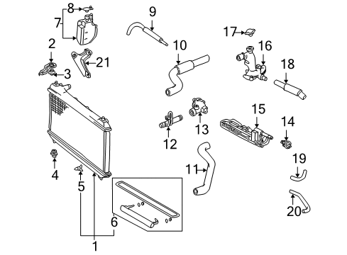 2001 Toyota Sienna Radiator & Components Diagram