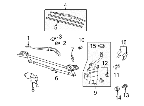 2007 Toyota Highlander Wiper & Washer Components Diagram 4 - Thumbnail