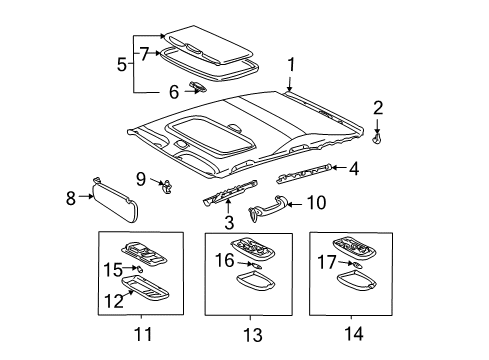 2005 Toyota Matrix Interior Trim - Roof Diagram 1 - Thumbnail