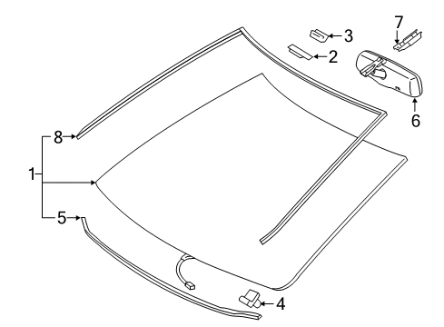 2015 Toyota Camry Glass Sub-Assembly, Wind Diagram for 56101-06690