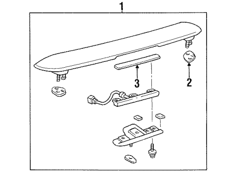 1992 Toyota Camry Protector, Rear Spoiler, Side RH Diagram for 76897-33020