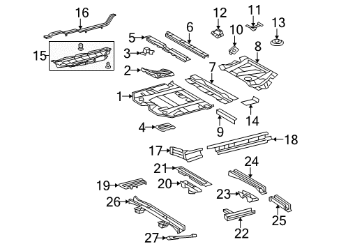 2010 Toyota Highlander Member, Front Floor Cross Diagram for 57452-48032